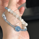 Moonstone, Aquamarine & Baroque Pearl Bracelet